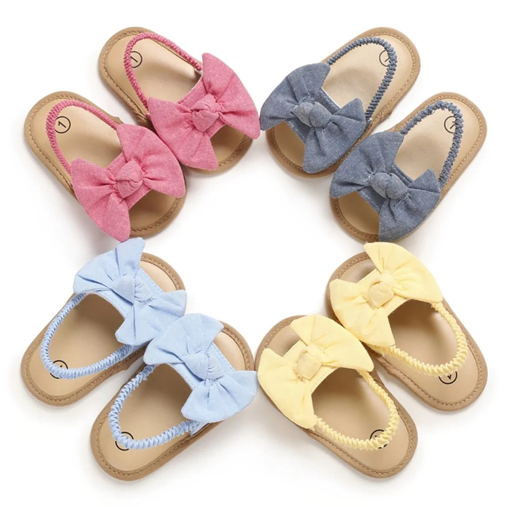 2024 Baby Girls Bow Knot Sandals: Summer Soft Sole Princess Shoes