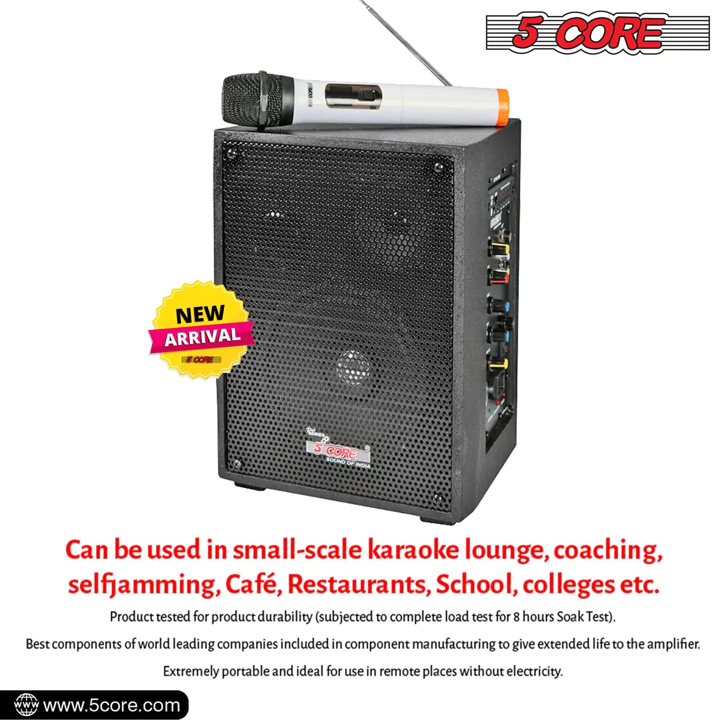 5Core PA Speaker 40W Portable PA System w Wireless Mic Small Rechargeable Public Speaking Machine