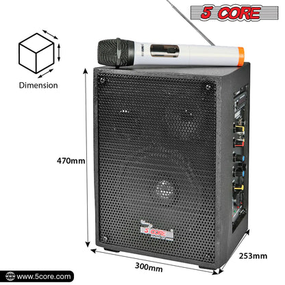 5Core PA Speaker 40W Portable PA System w Wireless Mic Small Rechargeable Public Speaking Machine