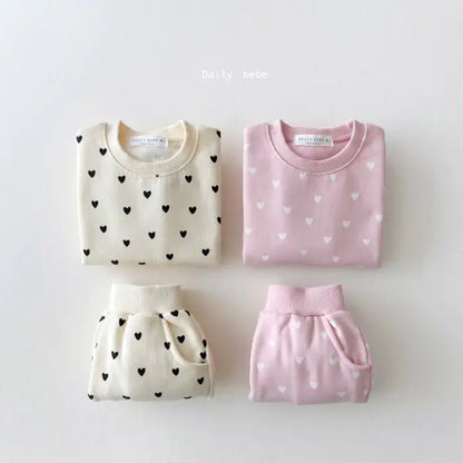 Baby 2 Piece Heart Print Sweatsuit Jogger Set